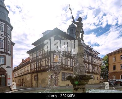 Vacha; place de la ville, hôtel de ville, fontaine du marché Banque D'Images