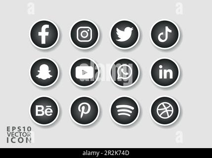 Ensemble d'icônes de médias sociaux populaires Pack d'icônes de médias sociaux Pack de logos de médias sociaux Illustration de Vecteur