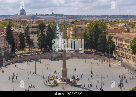 Rome, Piazza del Popolo, vue depuis la terrasse panoramique de Monte Pincio Banque D'Images