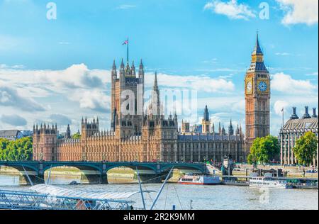 Vue sur Big Ben et le Parlement, Londres, Angleterre, Royaume-Uni Banque D'Images