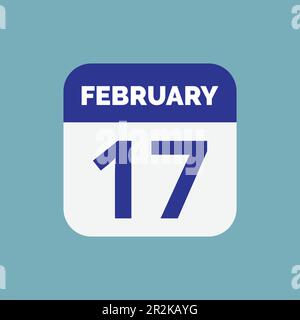 Flat 17 février Calendrier icône vecteur de stock Illustration de Vecteur