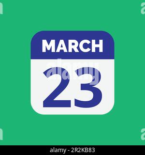 Icône de date du calendrier Flat 23 mars vecteur de stock Illustration de Vecteur