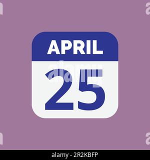 Icône de date du calendrier Flat 25 avril vecteur de stock Illustration de Vecteur