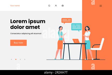 Deux collègues femmes discussing work Illustration de Vecteur