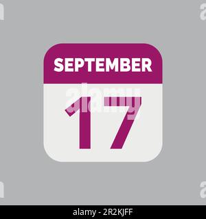 Icône de date du calendrier 17 septembre Illustration de Vecteur