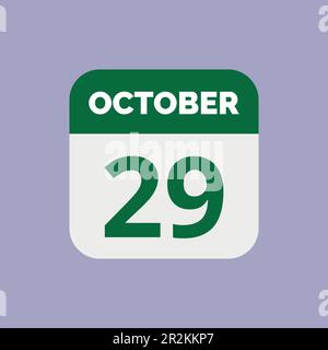 Icône de date du calendrier 29 octobre Illustration de Vecteur