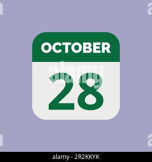 Icône de date du calendrier 28 octobre Illustration de Vecteur