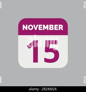 Icône de date du calendrier 15 novembre Illustration de Vecteur