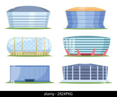 Vue de face des stades de sport dans un style de dessin animé Illustration de Vecteur