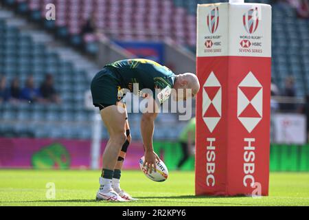 Londres, Royaume-Uni. 20th mai 2023. 20th mai 2023 ; Stade de Twickenham, Londres, Angleterre : HSBC London Rugby Sevens Australie contre Espagne ; James Turner d'Australie obtient un crédit d'essai : action plus Sports Images/Alay Live News Banque D'Images