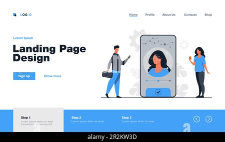 Reconnaissance faciale et sécurité des données Illustration de Vecteur