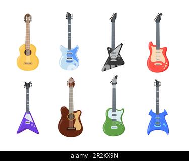 Différents types de guitares vecteur illustrations ensemble Illustration de Vecteur