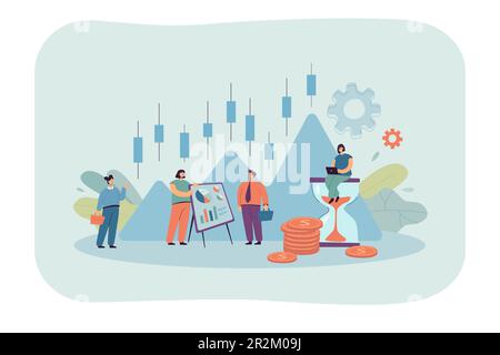 Les gens d'affaires avec le graphique de chandelier de marché boursier Illustration de Vecteur