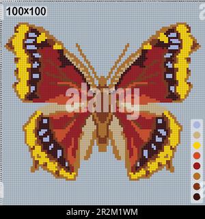 Papillon jaune-brun, motif pour le point de croix ou le tricot Illustration de Vecteur