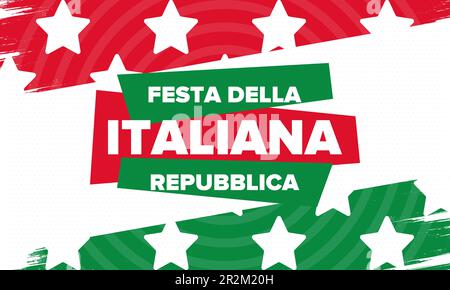 Festa della Repubblica Italiana. Texte en italien: Journée de la République italienne. Fête nationale. Célébré sur 2 juin en Italie. Drapeau de l'Italie. Poster vectoriel Illustration de Vecteur