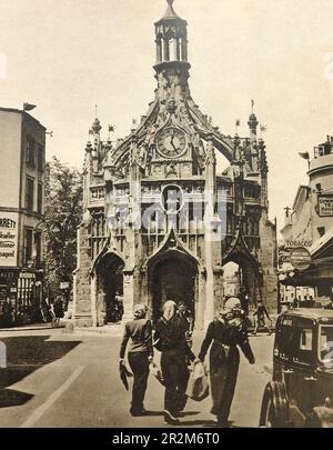 La croix du 15th siècle à Chichester , Sussex comme elle l'était juste avant le début de la Seconde Guerre mondiale en 1939. Banque D'Images