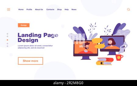 Vos amis ou collègues parlent lors d'un appel vidéo Illustration de Vecteur