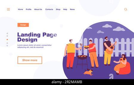 Personnages de personnages de dessin animé appréciant la fête de barbecue Illustration de Vecteur