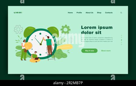 Les personnes qui travaillent avec un réveil sont minuscules Illustration de Vecteur
