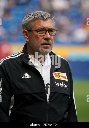 20 mai 2023, stade PreZero, Sinsheim, GER, 1st FBL, TSG 1899 Hoffenheim vs 1st Union Berlin, DFL les règlements interdisent toute utilisation de photographies comme séquences d'images et/ou quasi-vidéo. Sur la photo, l'entraîneur-chef Urs Fischer (Union Berlin) Banque D'Images