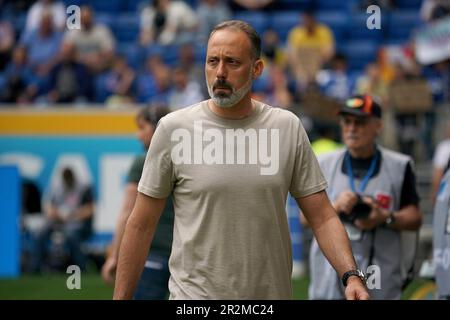 20 mai 2023, stade PreZero, Sinsheim, GER, 1st FBL, TSG 1899 Hoffenheim vs 1st Union Berlin, DFL les règlements interdisent toute utilisation de photographies comme séquences d'images et/ou quasi-vidéo. Dans l'entraîneur de photo Pellegrino Matarazzo (Hoffenheim) Banque D'Images