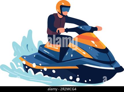 vecteur d'homme conduisant un jet ski sur blanc Illustration de Vecteur