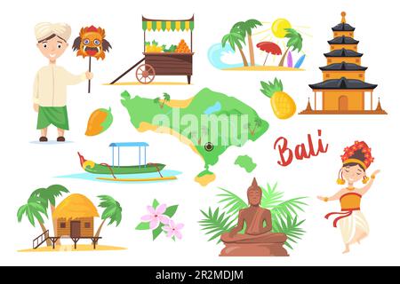 Symboles traditionnels de Bali pour les voyageurs Illustration de Vecteur