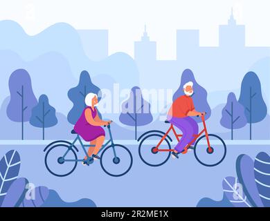 Illustration vectorielle pour couple senior à vélo Illustration de Vecteur