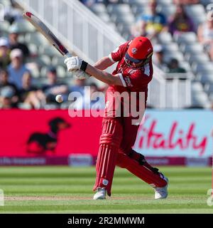 Birmingham, Royaume-Uni. 20th mai 2023. George Bell du Lancashire en action avant son congédiement lors du match Blast Vitality T20 entre Derbyshire Falcons et Lancashire Lightning au terrain de cricket d'Edgbaston, Birmingham, Angleterre, le 20 mai 2023. Photo de Stuart Leggett. Utilisation éditoriale uniquement, licence requise pour une utilisation commerciale. Aucune utilisation dans les Paris, les jeux ou les publications d'un seul club/ligue/joueur. Crédit : UK Sports pics Ltd/Alay Live News Banque D'Images