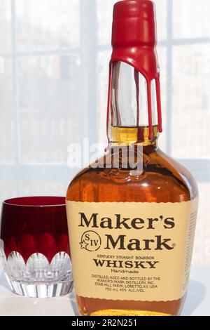 Maker's Mark est un petit lot de bourbon Whiskey, États-Unis Banque D'Images