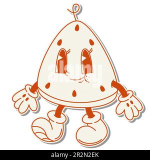 Autocollant isolé pastèque 70s rétro groovy vecteur Illustration de Vecteur