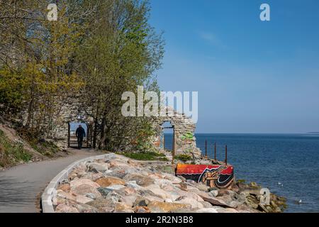 Entrée à la forteresse de la mer de Patarei, ancienne prison centrale de Tallinn au bord de la mer, dans le quartier de Kalamaja à Tallinn, en Estonie Banque D'Images