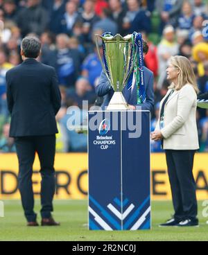 Stade Aviva, Dublin, Irlande. 20th mai 2023. Finale de la coupe des champions Heineken Rugby, Leinster versus la Rochelle: La coupe des champions Heineken exposée pour la présentation crédit: Action plus Sports/Alamy Live News Banque D'Images