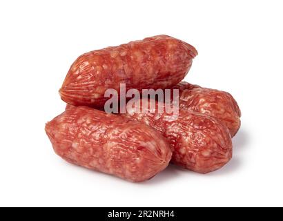 Mini-saucisses. Isolé sur fond blanc Banque D'Images