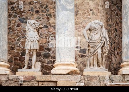 Détails du Théâtre romain de Merida en Estrémadure, Espagne. Construit dans les années 16 à 15 BCE, il est toujours l'un des plus célèbres et visités monument Banque D'Images
