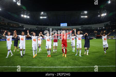 Gand, Belgique. 20th mai 2023. Les joueurs de Gent fêtent après avoir remporté un match de football entre KAA Gent et cercle Brugge, samedi 20 mai 2023 à Brugge, le 4 (sur 6) des matchs européens de la première division de la « Jupiler Pro League » du championnat belge. BELGA PHOTO VIRGINIE LEFOUR crédit: Belga News Agency/Alay Live News Banque D'Images