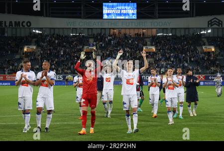 Gand, Belgique. 20th mai 2023. Les joueurs de Gent fêtent après avoir remporté un match de football entre KAA Gent et cercle Brugge, samedi 20 mai 2023 à Brugge, le 4 (sur 6) des matchs européens de la première division de la « Jupiler Pro League » du championnat belge. BELGA PHOTO VIRGINIE LEFOUR crédit: Belga News Agency/Alay Live News Banque D'Images