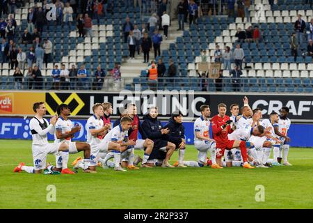 Gand, Belgique. 20th mai 2023. Les joueurs de Gent fêtent après un match de football entre KAA Gent et cercle Brugge, samedi 20 mai 2023 à Bruges, le 4 (sur 6) des matchs européens de la première division de la « Jupiler Pro League » du championnat belge. BELGA PHOTO KURT DESPLENTER crédit: Belga News Agency/Alay Live News Banque D'Images