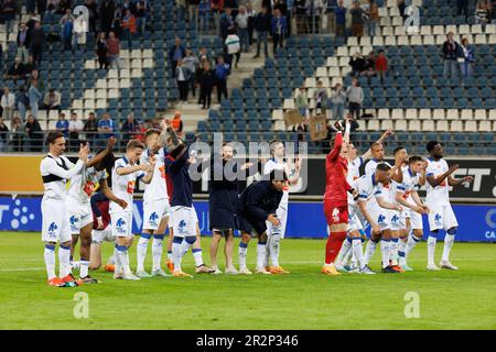 Gand, Belgique. 20th mai 2023. Les joueurs de Gent fêtent après un match de football entre KAA Gent et cercle Brugge, samedi 20 mai 2023 à Bruges, le 4 (sur 6) des matchs européens de la première division de la « Jupiler Pro League » du championnat belge. BELGA PHOTO KURT DESPLENTER crédit: Belga News Agency/Alay Live News Banque D'Images