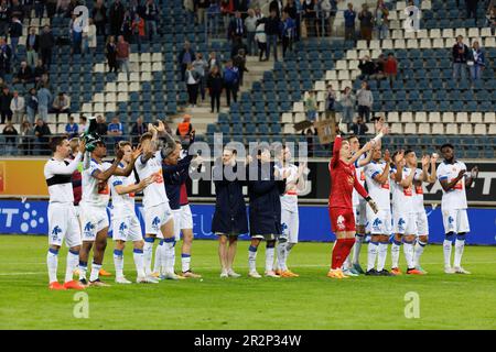 Gand, Belgique. 20th mai 2023. Les joueurs de Gent fêtent après un match de football entre KAA Gent et cercle Brugge, samedi 20 mai 2023 à Bruges, le 4 (sur 6) des matchs européens de la première division de la « Jupiler Pro League » du championnat belge. BELGA PHOTO KURT DESPLENTER crédit: Belga News Agency/Alay Live News Banque D'Images