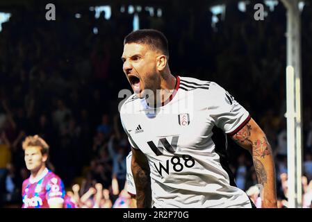 Aleksandar Mitrovic (9 Fulham) célèbre son but lors du match de la Premier League entre Fulham et Crystal Palace à Craven Cottage, Londres, le samedi 20th mai 2023. (Photo : Kevin Hodgson | ACTUALITÉS MI) crédit : ACTUALITÉS MI et sport /Actualités Alay Live Banque D'Images