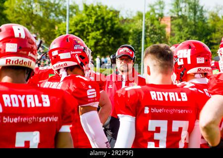 Erima GFL / Ligue allemande de football, Interconferencegame Schwaebisch Hall Unicorns vs. Potsdam Royals, 20 mai.2023 Potsdam Royals - entraîneur-chef Michael Banque D'Images