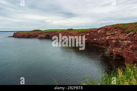 Cape Tryon. Falaises de grès le long du golfe du Saint-Laurent, océan Atlantique. Érosion côtière, Côte nord de l'Île-du-Prince-Édouard, Canada. Banque D'Images