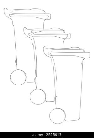 Une ligne continue de poubelle. Concept de vecteur d'illustration à trait fin. Dessin de contour idées créatives. Illustration de Vecteur