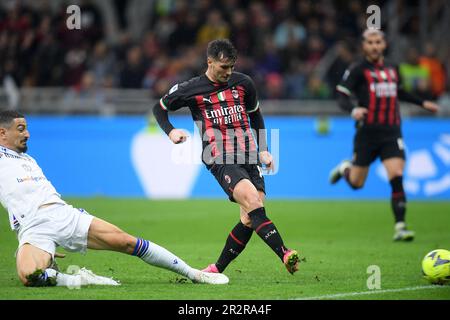 Milan, Italie. 20th mai 2023. Le Brahim Diaz (C) de l'AC Milan a obtenu un match de football entre l'AC Milan et la Sampdoria à Milan, en Italie, sur 20 mai 2023. Credit: Daniele Mascolo/Xinhua/Alay Live News Banque D'Images