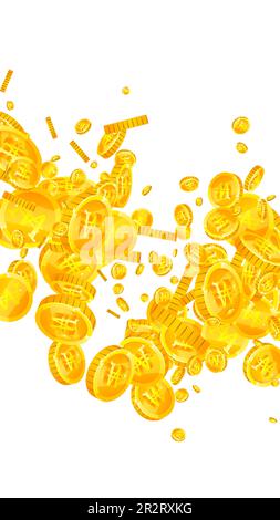 La Corée a gagné des pièces en baisse. Pièces GAGNÉES en or dispersé. Corée argent. Concept de richesse ou de réussite du jackpot. Illustration vectorielle. Illustration de Vecteur
