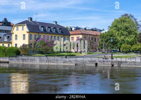 Carl Johans Park lors d'une journée de printemps ensoleillée à Norrkoping. Norrkoping est une ville industrielle historique de Suède. Banque D'Images