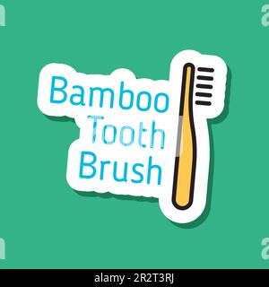 autocollant écologique de couleur de la brosse à dents en bambou Illustration de Vecteur