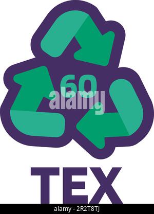 Avis TEX numéro 60 pour le marquage des produits industriels. Code de recyclage pour textile. Informer le consommateur des propriétés de l'emballage et de la composition chimique . GR Illustration de Vecteur