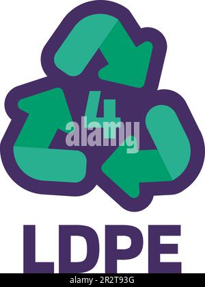 Notez le numéro LDPE 4 pour le marquage des produits industriels. Code de recyclage pour le plastique, le papier, les métaux. Informer le consommateur des propriétés de l'emballage et des produits chimiques c Illustration de Vecteur